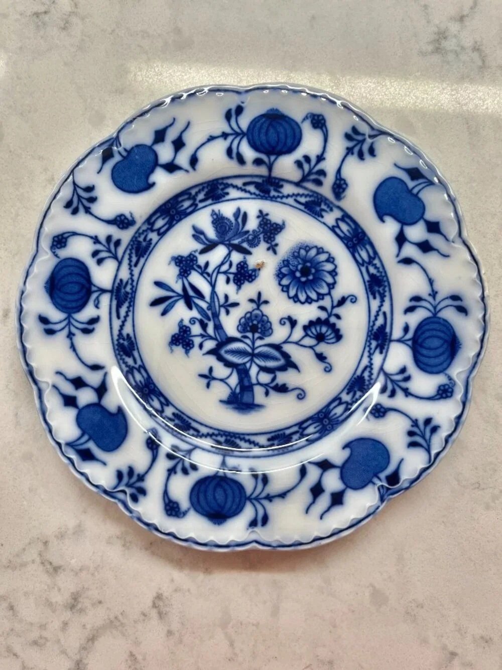 Antique Johnson Brothers Holland Flow Blue, Blue Onion Dessert/Pie Plate
